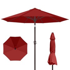 Patio Umbrella 10FT with Push Button Tilt Crank 8 Fiberglass Ribs UV Protection