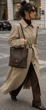 Longchamp Brown Lamb Skin Leather Shoulder Bag Front Pocket Detachable Strap