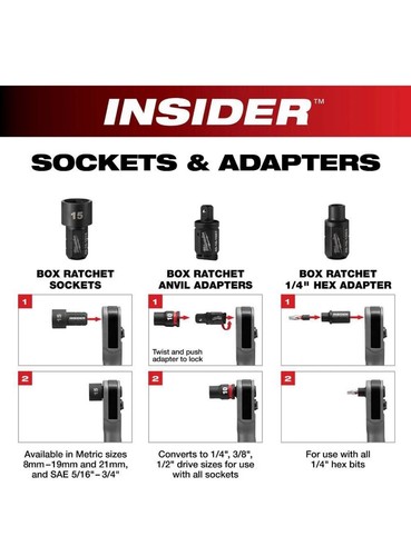Milwaukee M12 3050-20 FUEL Insider Ratsche verlängerte Reichweite mit Stecknüssen Neu - Bild 4 von 9