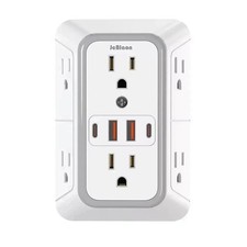 6 Outlet Extender Surge Protector Multi Plug Wall Adapter USB Charger Ports with