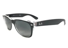 Ray-Ban Sunglasses RB2132 NEW WAYFARER 6052 Matte Black On Clear w/ Gray Lens 52