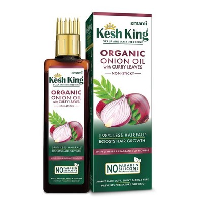 Kesh King Organic Onion Oil With Curry Leaves, Amla, Bhringraj Reduces Hair Fall