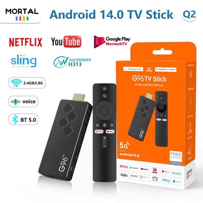 Android 14 TV Stick 8K 5V/2A WiFi6 BT5.0 Voice Remote Streaming Player