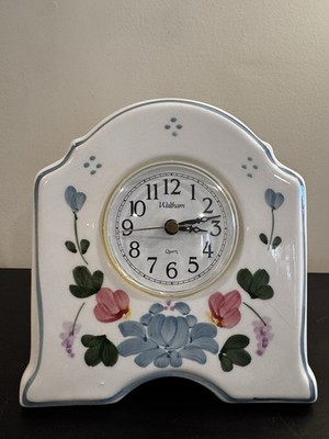 VTG Duck House Decor Ceramic Clock Hand Painted Floral Cottage Core Country Cozy