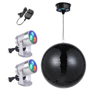 Yescom 16" Large Disco Ball with Motor and Light Rotator & 2PCS Spotlights Black