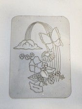 1980's Vintage Tattoo Flash Acetate 4x6 Floral Rainbow Butterfly Cloud Daffodil