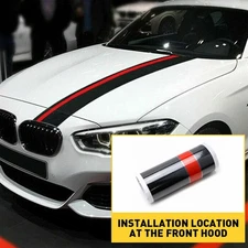 Universal Car Rally Racing Stripes Front Hood 5D Carbon Fiber Decal Wrap Sticker