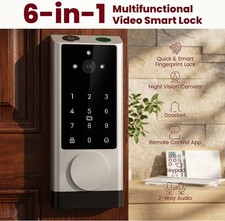 Video Smart Lock w/ Camera  Doorbell 6-in-1 Keyless Entry Door Lock App Remote