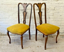 Pair of Antique Edwardian Inlaid Mahogany Dining Chairs (Can Deliver)