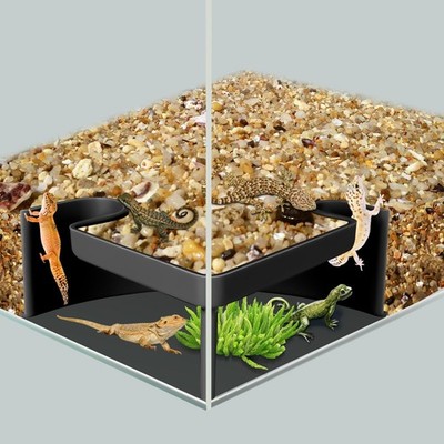 CPLIKE Aquarium Cave Hideout with Viewing Two Hole Corner Black Large 