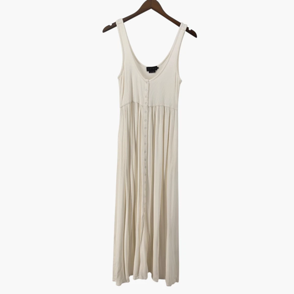 Hatch White Rib Button Front Tank Maxi Nursing Maternity Dress Size 1 - Image 3 of 4