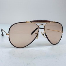 Vintage Ray Ban Bausch and Lomb Aviator Sunglasses 58 14 Leathers Original US
