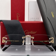 Cartier Big C Authentic - Big lense Clear Rimless - Harmattan Gold Frame