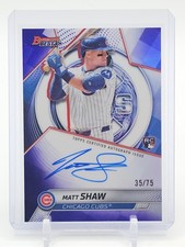 MATT SHAW 2025 BOWMAN'S BEST PURPLE REFRACTOR ROOKIE AUTO /75 #B25-MS CUBS Q4920