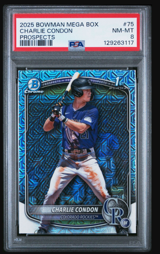 2025 Bowman Chrome Mega Box Charlie Condon PSA 8 NM-MT #BCP-75 Mojo Refractor