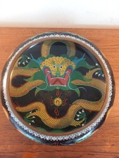 Antique Chinese Cloisonne Dragon & Flaming Pearl Fire Bowl 30CMS DIAMETER 
