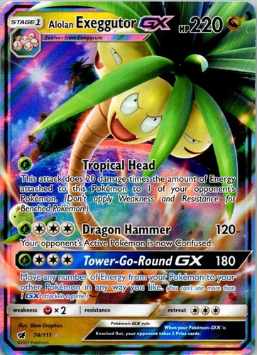 Alolan Exeggutor GX Holo Ultra Rare SM - Crimson Invasion 74/111 NM