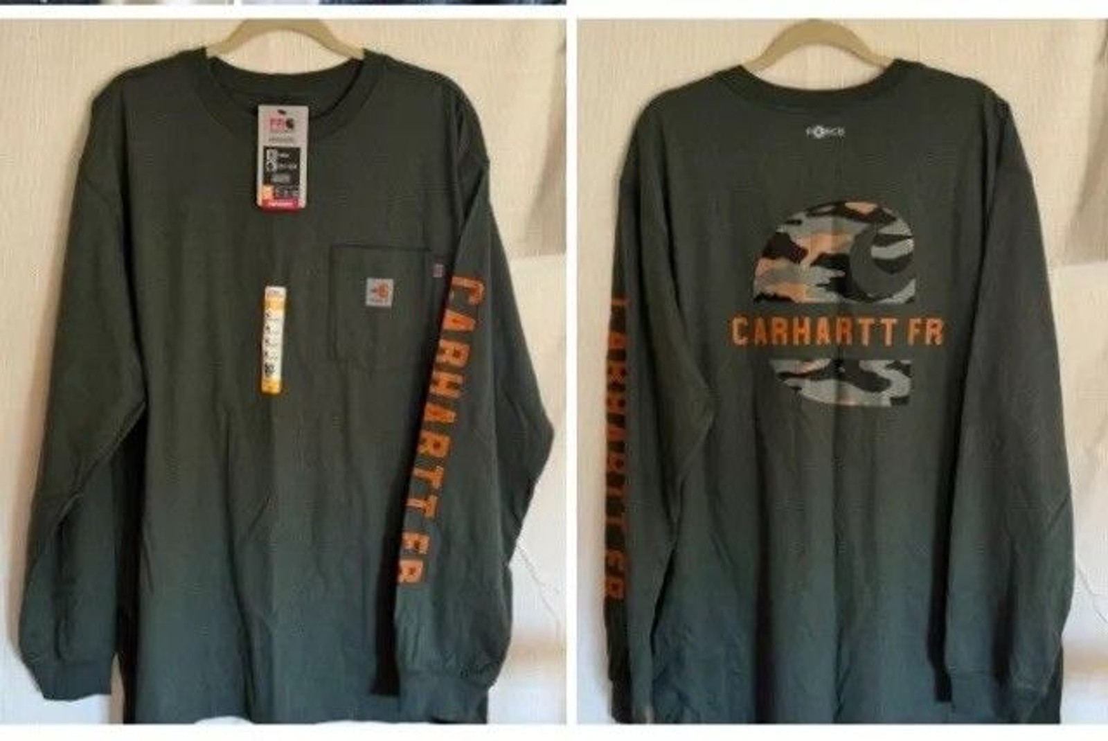 Carhartt Force Flame Resistant XL Cat2 Cotton Pocket Camo Logo Discontinued Rare