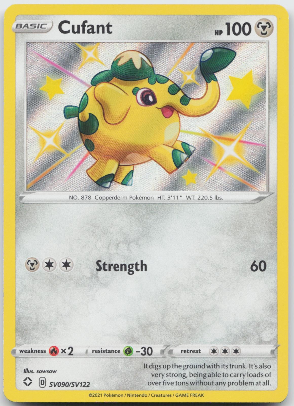 Cufant SV090/SV122 Shiny Rare Shining Fates Shiny Vault Pokemon Holo Near Mint