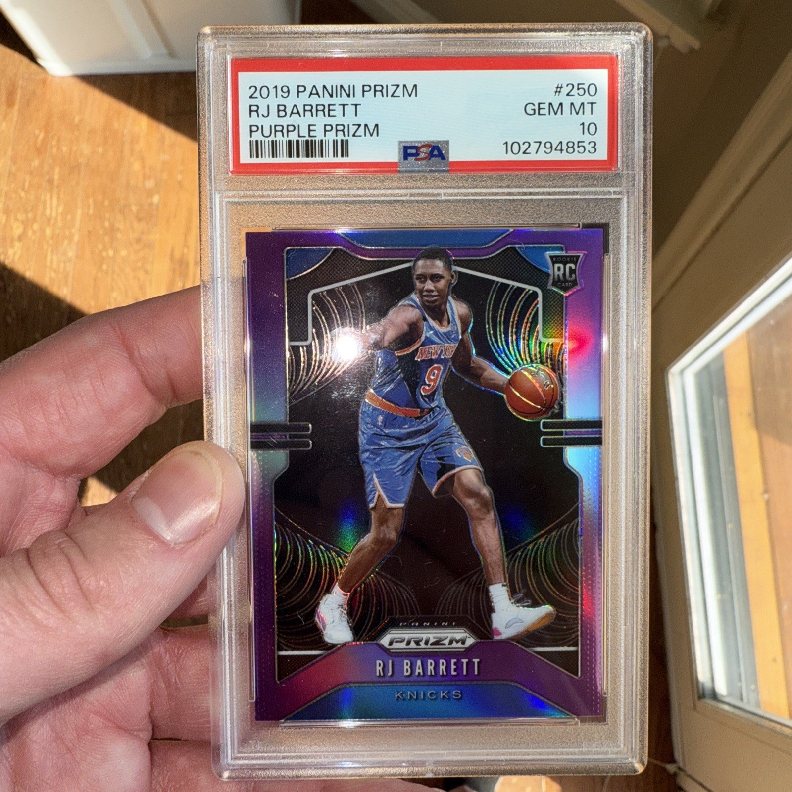2019 Panini Prizm RJ Barrett #250 RC Purple Prizm /75 psa 10