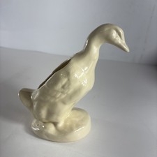 Vintage American Art Pottery Cream Colored Duck Planter - USA Made