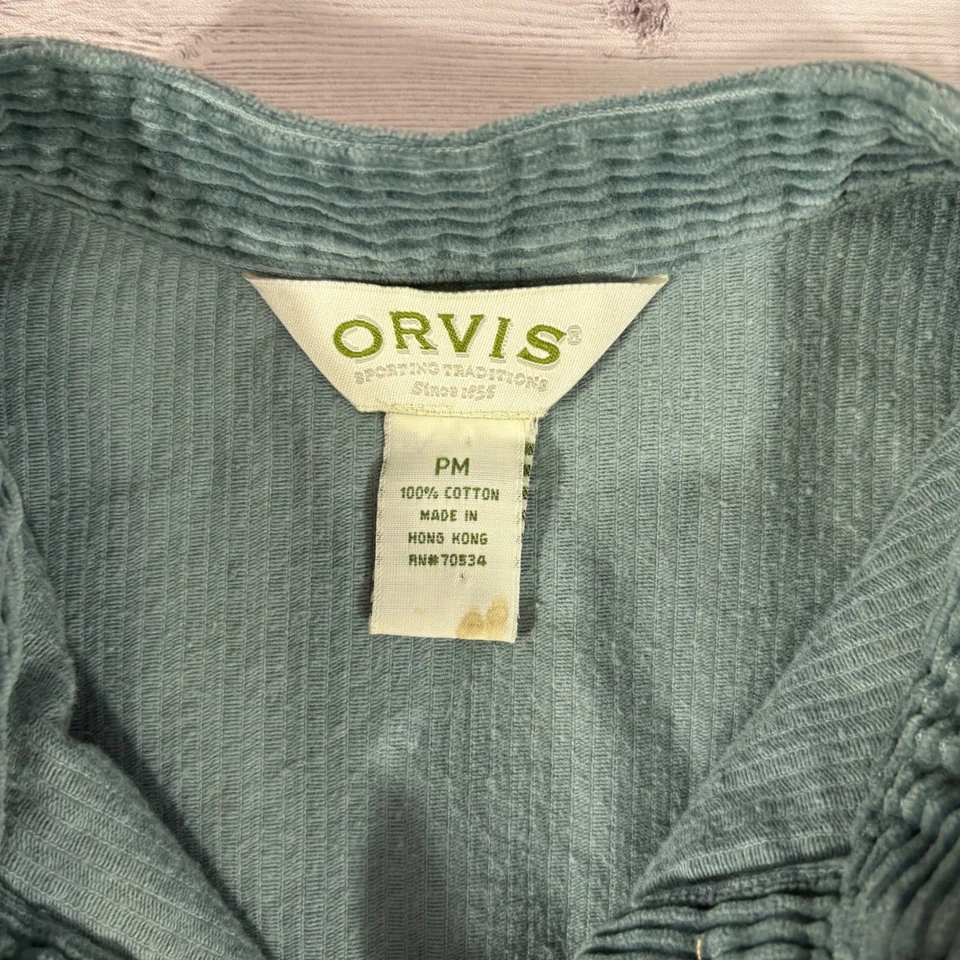 Vestido de pana Orvis para mujer PM Petite mediano botón delantero manga larga verde Foto 4 de 4