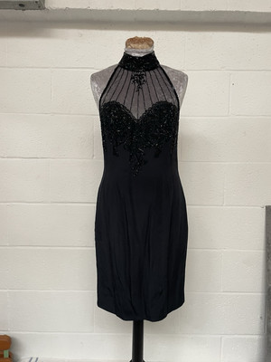 Oleg Cassini Black Tie Seide ärmellos Midikleid schwarz Gr. 8