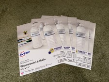 200 PCS Avery Durable Waterproof Wraparound Labels 1/4" x 9-3/4" Matte White
