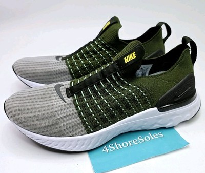 NEW Nike React Men's SIZE 9 Phantom Run Flyknit 2 Running Olive Green DX2311-300