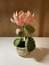 Handmade Crochet Large Lotus Flower Potted Pl...
