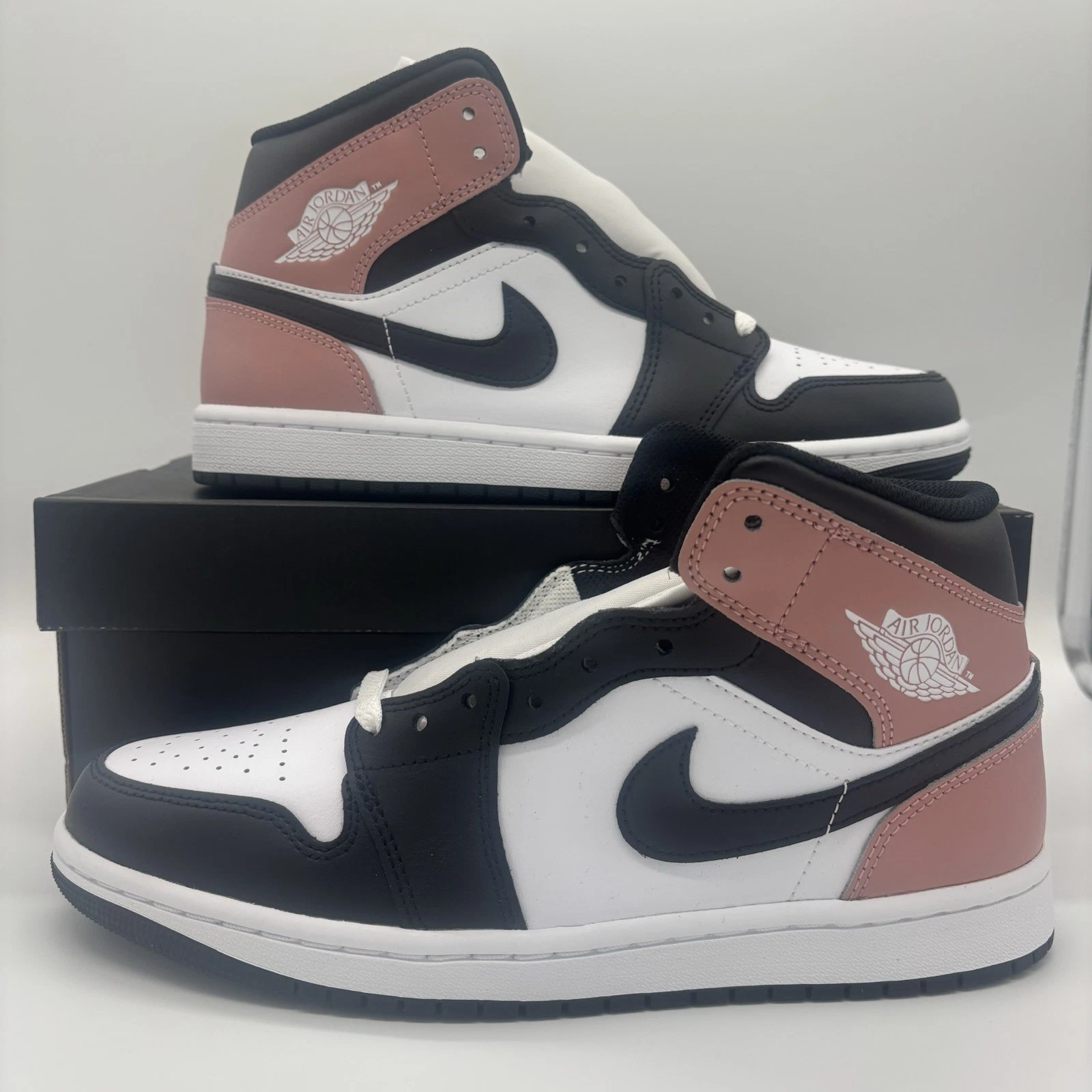 Nike Air Jordan 1 Mid White Black Rust Pink Sneakers DQ8426-100 Mens Size NEW
