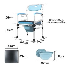 WC Stuhl Toilettenstuhl Höhenverstellbar Toilettenhilfe Nachtstuhl Duschstuhl