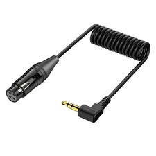 XLR to 3.5mm Balanced Cable Coiled 3 Pin Female Locking 1/8 TRS Right Angle