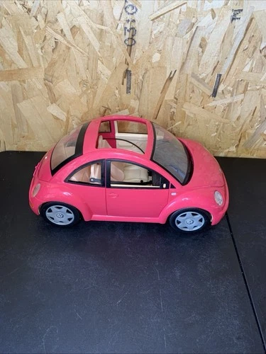 VTG Barbie 17" VOLKSWAGEN VW CAR Mattel 2000 Pink Beetle Bug Sunroof-with Flower