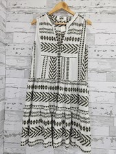 Sundance Womens Small Dylan Boho Tunic Dress White Green olive