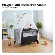 Foldable Bedside Crib Adjustable Height for Newborns, Infants, Travel