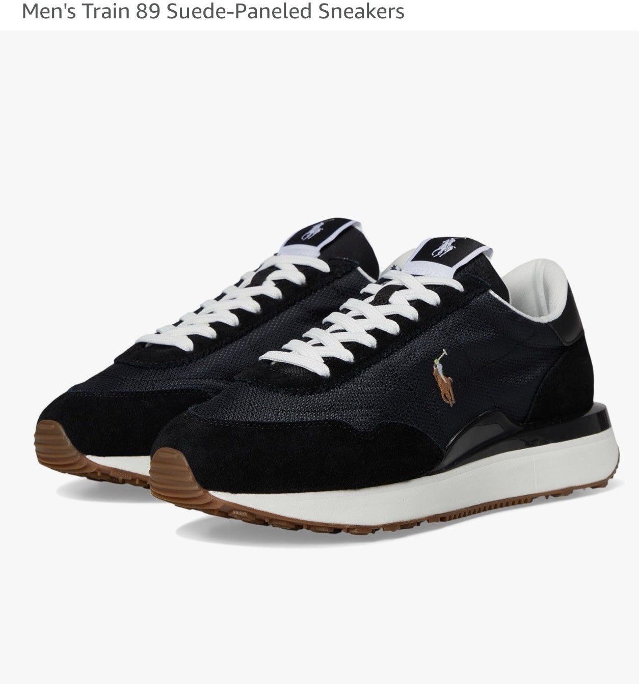Polo Ralph Lauren Train 89 Suede-Paneled Black White Suede Low Top Sneakers
