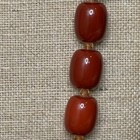 VTG LARGE HEAVY Cherry Amber Bakelite Faturan Barrel Beaded Necklace 34” 162g — photo 3