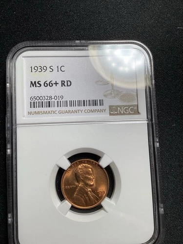 Beautiful High Grade 1939-S Lincoln Cent.  NGC GRADED MS 66+ RED