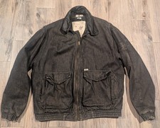 Vtg 1986 GUESS Black Denim & Leather Jacket Men's XL Georges Marciano USA Made