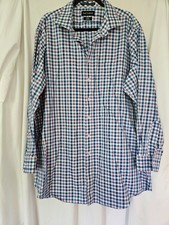 Paul Fredrick Classic Fit Non-Iron L/S Blue/Pink Checked Shirt Size 18/35