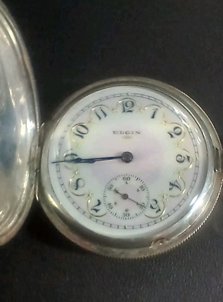 Vintage Ladies Elgin Pocket Watch in Sterling Silver Hunter Case Runs Great