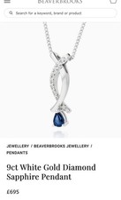 9ct White Gold Sapphire and Diamond Pendant  BNIB