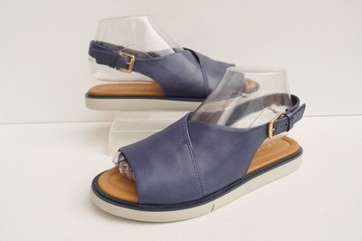 NEU W.BOX HOTTER VAPOUR MARINEBLAU LEDER GOLD SCHNALLE SLINGBACK SANDALEN UK 5 EU38 STD
