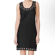 NEW Calvin Klein Womens Sleeveless Black Dress Size 10 Grommet Grunge Punk Edgy