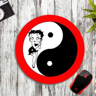 BETTY BOOP YIN YANG 8'' ROUND CUSTOM PC MOUSE PAD DESK MAT SCHOOL WORK GIFT