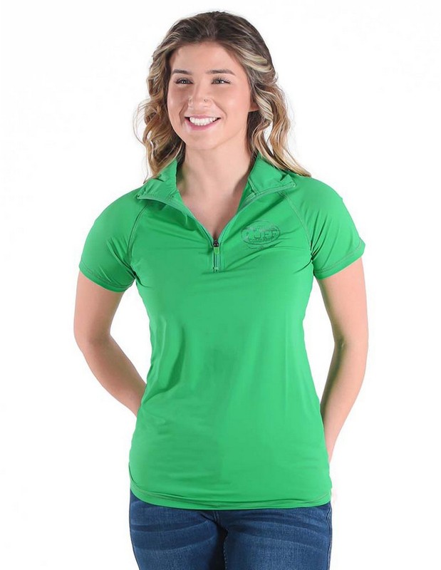 Cowgirl Tuff Western Shirt Womens Breathe S/S Tee S Money Green 100502 CLEARANCE