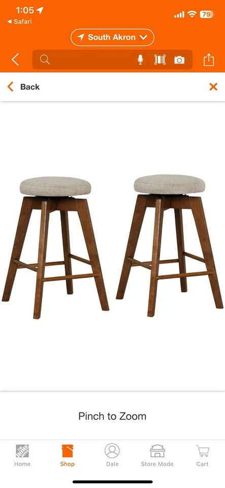26" Swivel Bar Stool Set of 2 Upholstered Counter Height Rubber Wood Frame Beige - Image 3 of 4