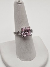 925 Sterling Silver Pink And White CZ Ring Size 8.25