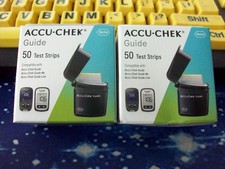 100 ACCU-CHEK GUIDE 2 BOXES OF 50 TEST STRIPS, EXP 7-14-27, GOOD SEALED BOXES